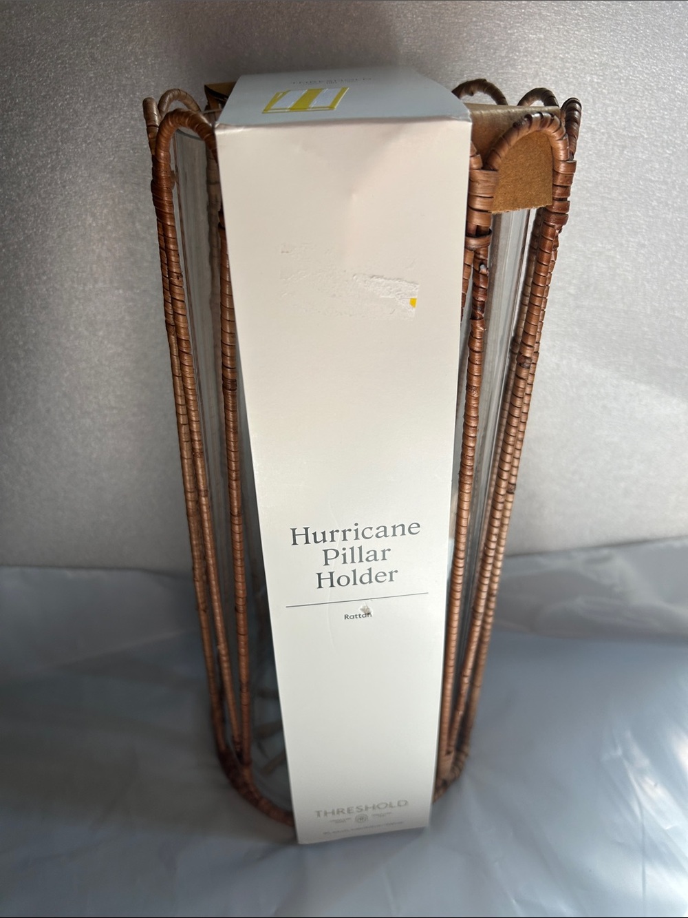 Threshold Rattan Wrapped Hurricane Candle Lantern , Large Size - Picture 8 of 9